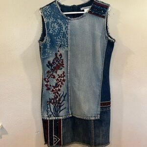 Desigual embroidered denim pocket dress